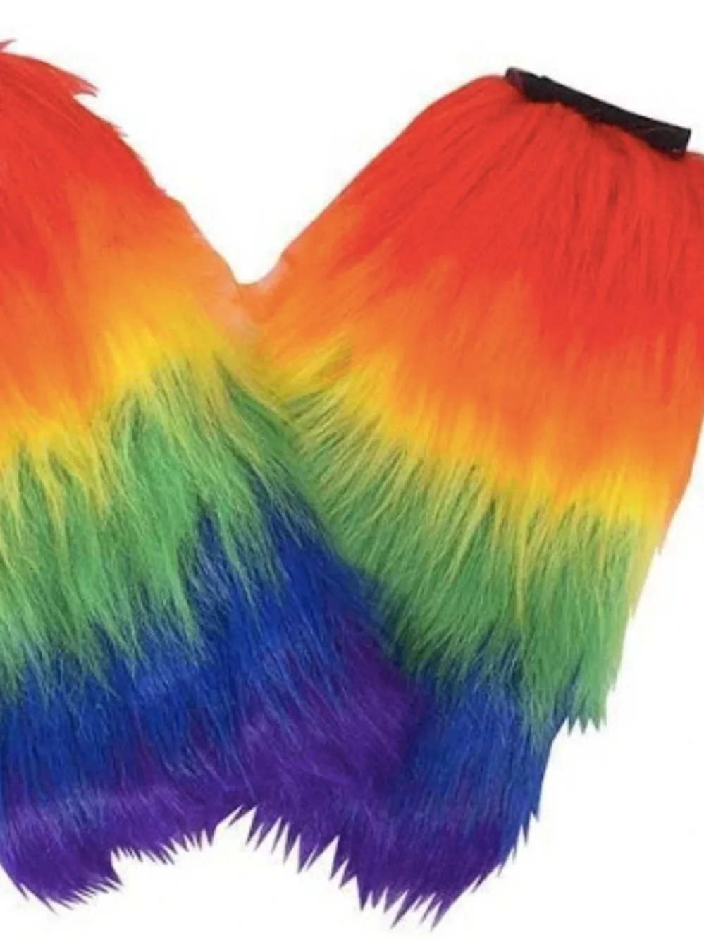 Rainbow Mesh Bikini Set and Furry Boot Covers - Multicolor